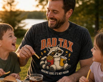Dad Tax T-Shirt, Funny Raccoon Snack Tee, Father's Day Gift for Dad