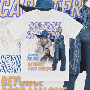 Beyonce Post Malone inspiriertes Levvi Jeans Cowboy Carter T-Shirt