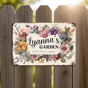 Custom Garden Sign with Your Name, Retro Designed Metal Sign, Minimalist Garden Sign, Outdoor Sign Custom Gift for Gardener, Metal Sign Gift
