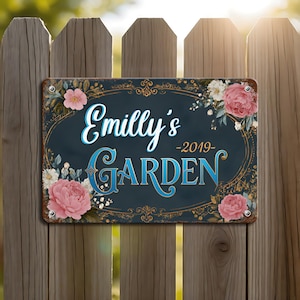 Custom Metal Sign, Garden Sign with Name, Custom Outdoor Sign, Yard Decor, Rustic Home Decor, Persaonalized Gift for Gardener, Custom Name