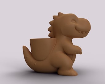 Dinosaur Desk Organizer: 3D Printed T-Rex Planter - Kids Room Decor