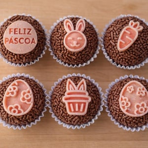 Ensemble de tampons pour biscuits de Pâques : lapin, carotte, œuf, fondant, style brigadeiro, outil de pâtisserie, décoration de desserts de Pâques, 6 pièces