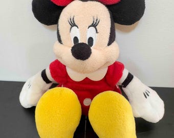 Vintage Disney Minnie Mouse Plush – Classic Red Dress & Bow - 14 inches