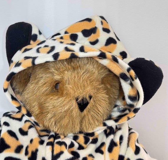 Vintage Vermont Teddy Bear 1990s 20 Inch Jointed Plush | Leopard