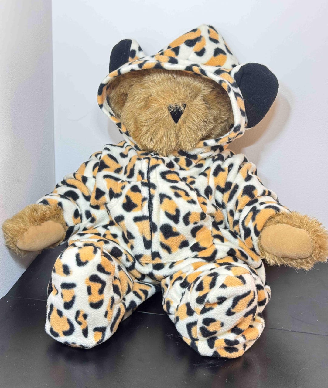 Vintage Vermont Teddy Bear 1990s 20 Inch Jointed Plush | Leopard