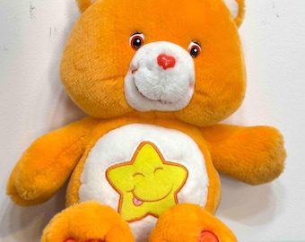 Care Bears Vintage Laugh-a-Lot Bear 2003 13 inches | Smiling Star Belly Badge