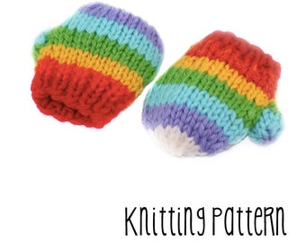 PATTERN Knitting Rainbow Dolly Mittens - Waldorf Doll Pattern