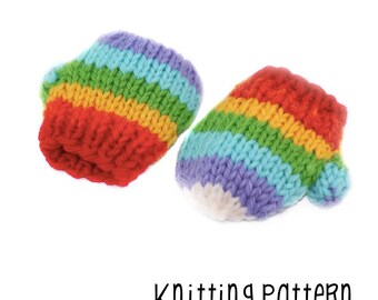 PATTERN Knitting Rainbow Dolly Mittens - Waldorf Doll Pattern