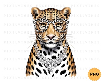 Glam Leopard PNG / Bling Design / Everyday Designs / Boujee PNG / Leopard Print PNG / Preppy Animal Print Graphic / Aesthetic Leopard