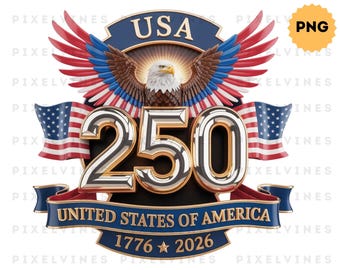EE. UU. 250.º aniversario PNG, Estados Unidos de América 1776-2026, Emblema del Águila Patriótica, Diseño del Día de la Independencia, Descarga digital de América 250