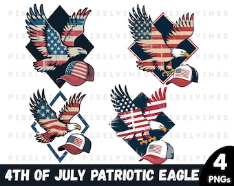 Camo Flying Mallard Eagle PNG, 4th of July Patriotic Eagle Hunting Sublimation Design, USA Red White Blue Digital Download