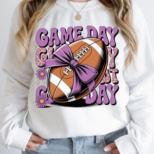 Purple Game Day Football Png, Coquette Bow Png, Football Sublimation, Retro Leopard Png, Fall Football Png, Preppy Game Day Design Png