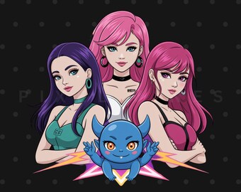 Kpop Demon Hunters PNG, Girl Dinner PNG, Saja Boys and Girls Brand png, Huntrix Fans Clipart, Huntrix PNG, Kpop Shirt Sublimation Design