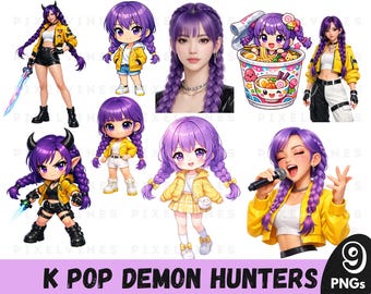 K-pop Demon Hunters Clipart, Huntrix Rumi PNG, Saja Girls Band, Kpop Demon hunter Inspired Movie Png, Demon Hunter Merch, Digital Download