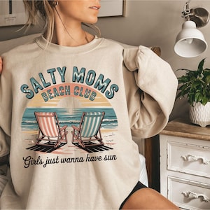 Retro Salty Moms Beach Club Png, Trendy Summer Vibes Png, Aesthetic Beach Shirt Design Png, Retro Beach Girl Png, Funny Sarcastic Mama Png