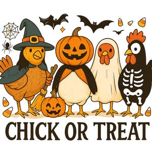 Chick Or Treat Png, Spooky Chicken Halloween Png, Halloween Png, Funny Halloween Chicken Png, Spooky Goose Png, Kids Halloween Png