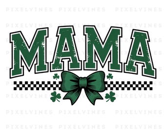 Lucky Mama Png, Coquette Bow Png, St Patrick's Day Png, Retro Shamrock Png, Green Leopard, Lucky png, Lucky Mama, Sublimation Png