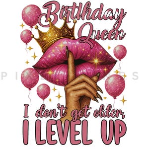 Birthday Queen PNG: Glam Diva, Sparkle Crown (Digital Download