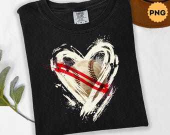 Baseball Heart PNG, Distressed Baseball Stitch Heart Sublimation, Vintage Sports Love Shirt Design, Trendy Game Day PNG