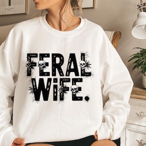 Feral Wife PNG: Retro 70s Typography Design (Digital Download)