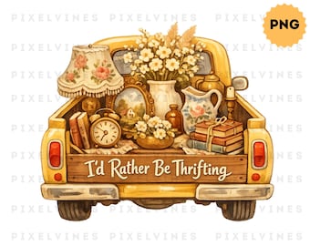 I'd Rather Be Thrifting - Vintage Truck Art Print - Antique Decor - (Digital Download)