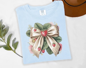 Schleife Erdbeer Saison Png, Erdbeer Shirt Designs, niedlicher Sommer Png, trendige digitaler Download Png Designs Erdbeer Sublimation