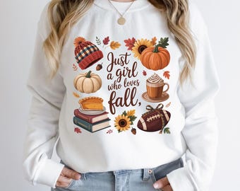 Just A Girl Who Loves Fall PNG: Autumn Sublimation Design (Digital Download)