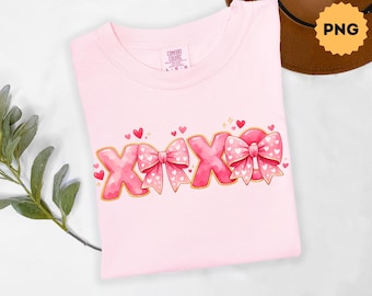 Coquette Valentines XOXO PNG, Trendy Valentine's Day Png, Pink Valentine, Girly Checkered Bow Png, Vday Sublimation Design, Digital Download