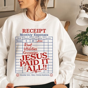 Jesus Paid It All PNG, Christian Shirt Design Png, Sublimation Worship Designs, DTF Christian Png, Guest Check Shirt Design Png