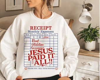 Jesus Paid It All PNG: Christian Guest Check Shirt Design (Digital Download)