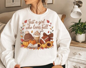 Just A Girl Who Loves Fall Png, Autumn Png, Fall png, Sublimation Design, T-Shirt Design, Cozy season png Sublimation