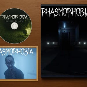 Set tributo a Phasmophobia / Custodia horror personalizzata per la caccia ai fantasmi + disco fittizio e mini poster (senza gioco)