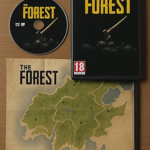 Ensemble hommage au jeu The Forest | Présentoir Horreur-survie + Disque factice et mini poster (sans jeu)