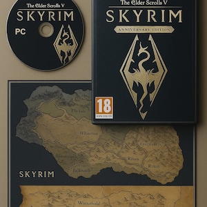 Estuche de homenaje a Skyrim / Estuche de exhibición de Elder Scrolls hecho por fans + Disco de muestra y minipóster (sin juego)