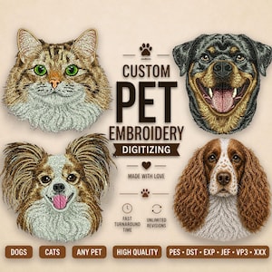 custom pet embroidery | custom dog embroidery | photo to embroidery | custom cat embroidery | embroidery digitizing service