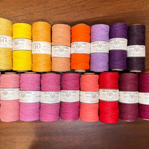 Hemp Cord - Warms - 1mm - Reds, Yellows, Pinks, Purples