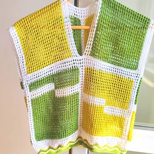 Hand Knit Microfiber Summer Top: Tunisian Crochet V-Neck