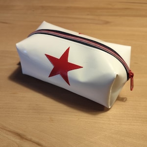 Pencil case, pouch, make-up bag made from truck tarpaulin