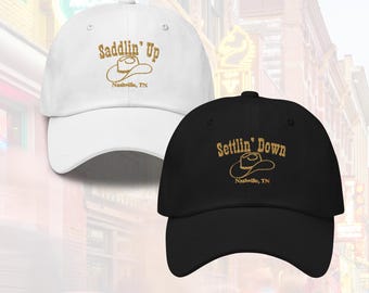 Individuell bestickter Junggesellinnenhut, Saddle Up Settle Down, Settle Down Bachelorette, Nashville Junggesellin