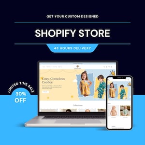 Custom Shopify Website Design/development, Shopify Full Site Setup in 48 Hours + Shopify Theme Included, Shopify Store, Unlimited Revisions
