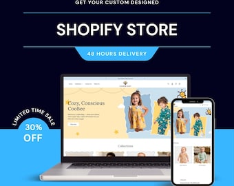 Anpassad Shopify-webbdesign/utveckling, Shopify fullständig webbplatsinstallation på 48 timmar + Shopify-tema ingår, Shopify-butik, obegränsade revisioner