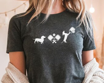 Pickleball Dachshund Tshirt, Doxie Mama Gift, Pickleball Womens Tee, Dog Mama Shirt, Grandma Gift, Mother's Day Gift Idea