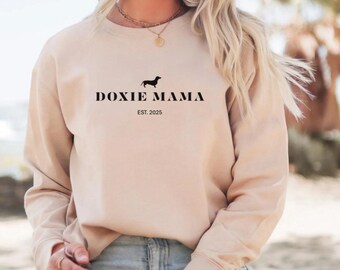 Dackel Mama Sweatshirt Geschenk für Dackel Liebhaber Rundhalsausschnitt Doxie Mom Pullover Dackel Hund Eltern Top Dackel Winter Loungewear