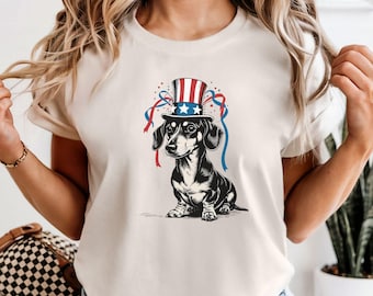 4th of July Dachshund Shirt, Dachshund Mom Gift, American Dog Shirt, Independence Day Dog Mom T-Shirt, Patriotic Dog Shirt, Doxie Mom Shirt