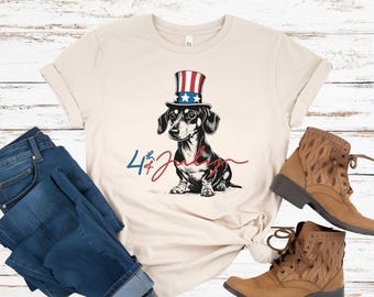 4th of July Dachshund Shirt, Dachshund Mom Gift, USA Dog Shirt, Independence Day Dog Mom T-Shirt, Patriotic Dog Shirt, Doxie Mom Shirt