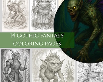 Pagine da colorare spettrali di Halloween: Fantasy horror gotico (scarica PDF)