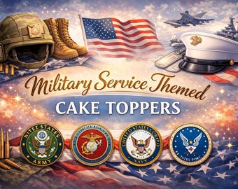 Military Service Themed Birthday Cake Toppers