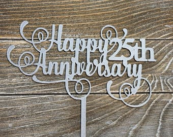 HAP3-Customizable Happy Anniversary Cake Topper