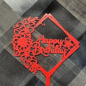 Happy Birthday Flowers Cake Topper