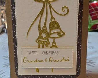 Personalised Handmade Christmas Card: Christmas Bells Design